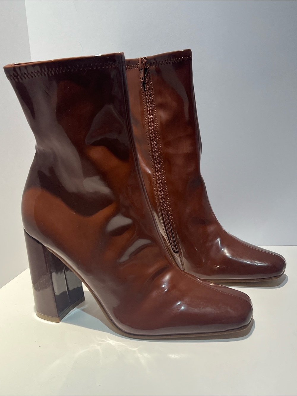 Steve Madden Womens Slade Patent Pointed Toe Ankle Boots Sz 9